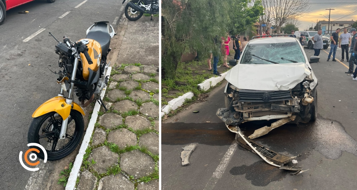 Colisão frontal entre carro e moto deixa jovem ferido em Três Barras