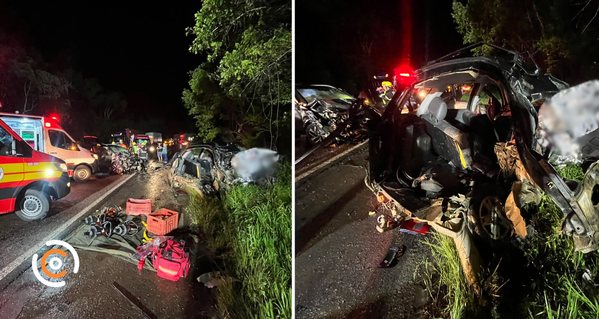 Mulher e menino de 12 anos morrem em colisão frontal na BR-280, em Mafra