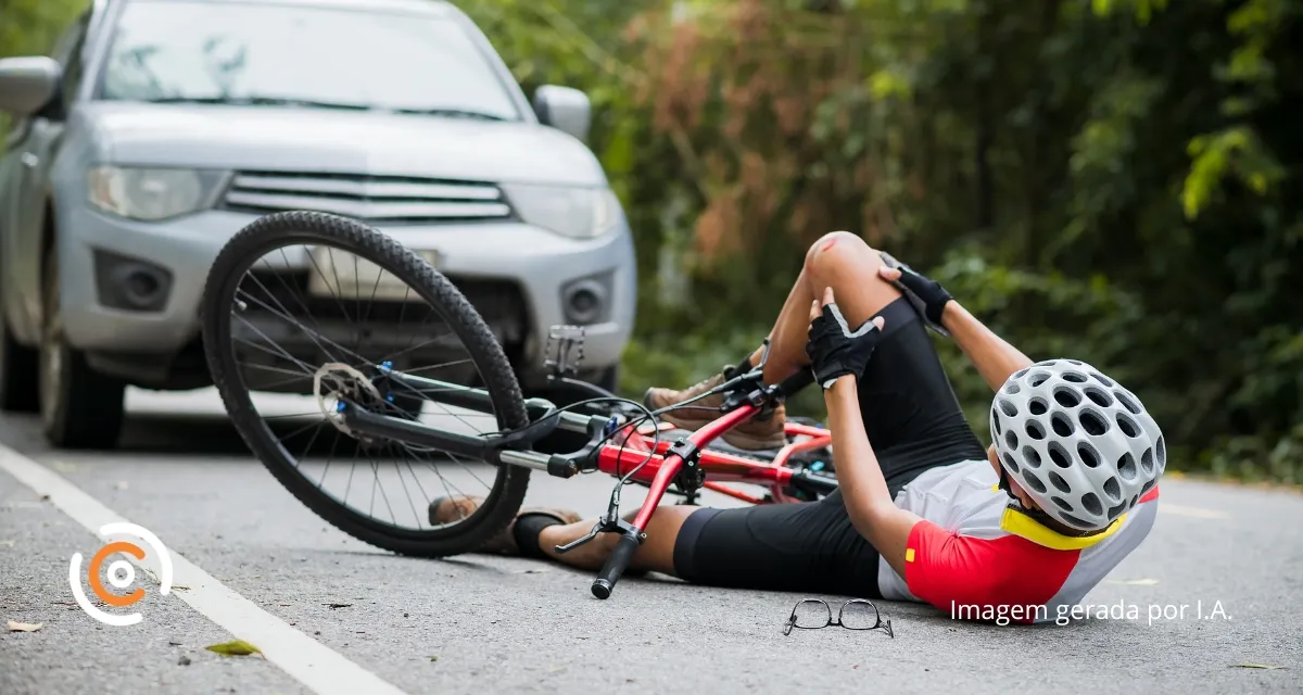 Ciclista fica ferido após ser atingido por carro no Centro de Canoinhas
