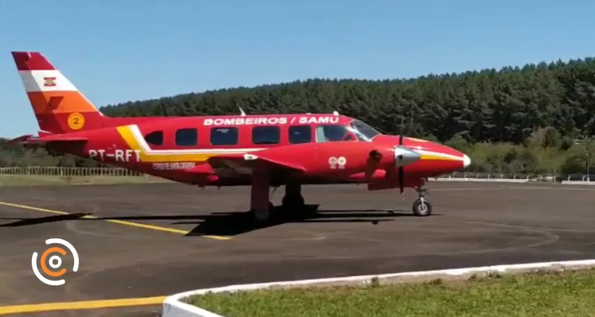 Avião Arcanjo transfere criança em estado grave de Três Barras para hospital em Joinville