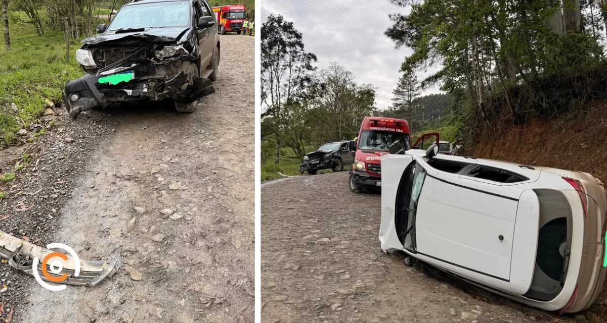 Colisão frontal entre dois veículos deixa duas pessoas feridas em Papanduva