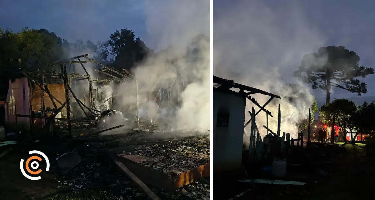 Incêndio destrói residência no interior de Bela Vista do Toldo